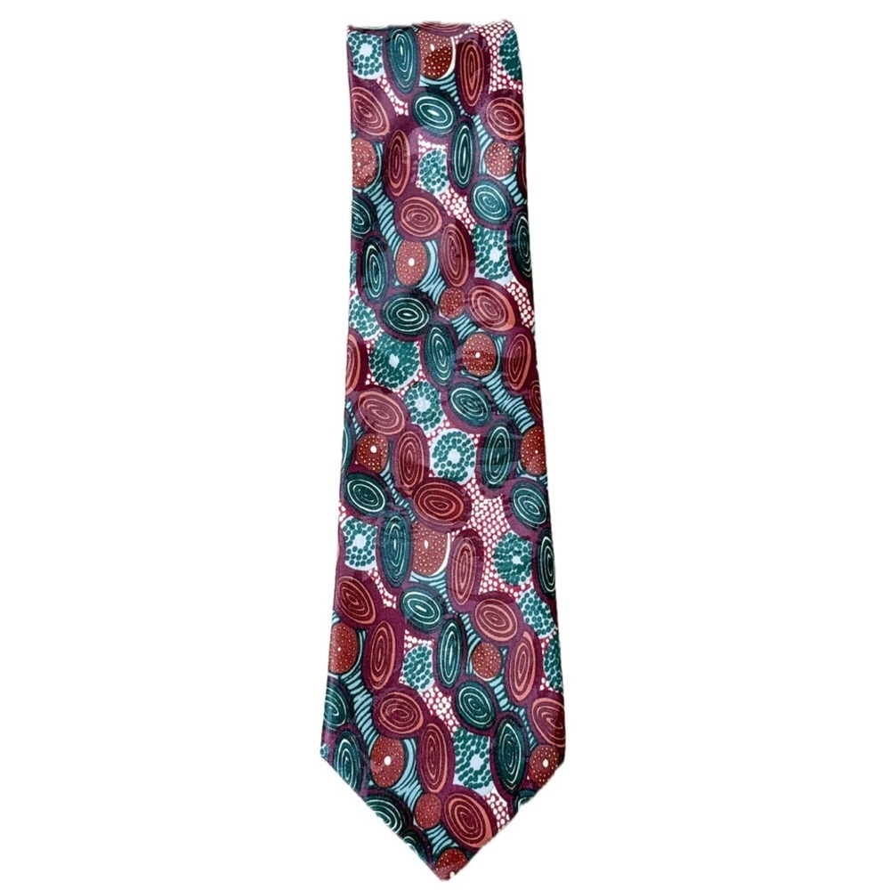 Outstations Brown Green Geometric Necktie Tie Hipster Art To Wear Australia Made